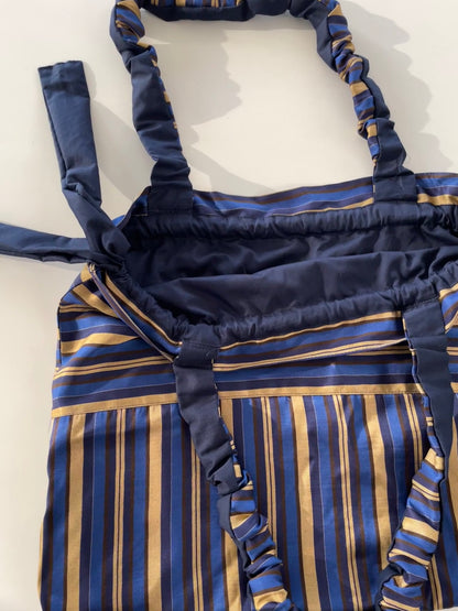 Borsa Tote “sacchetto” righe blu e oro
