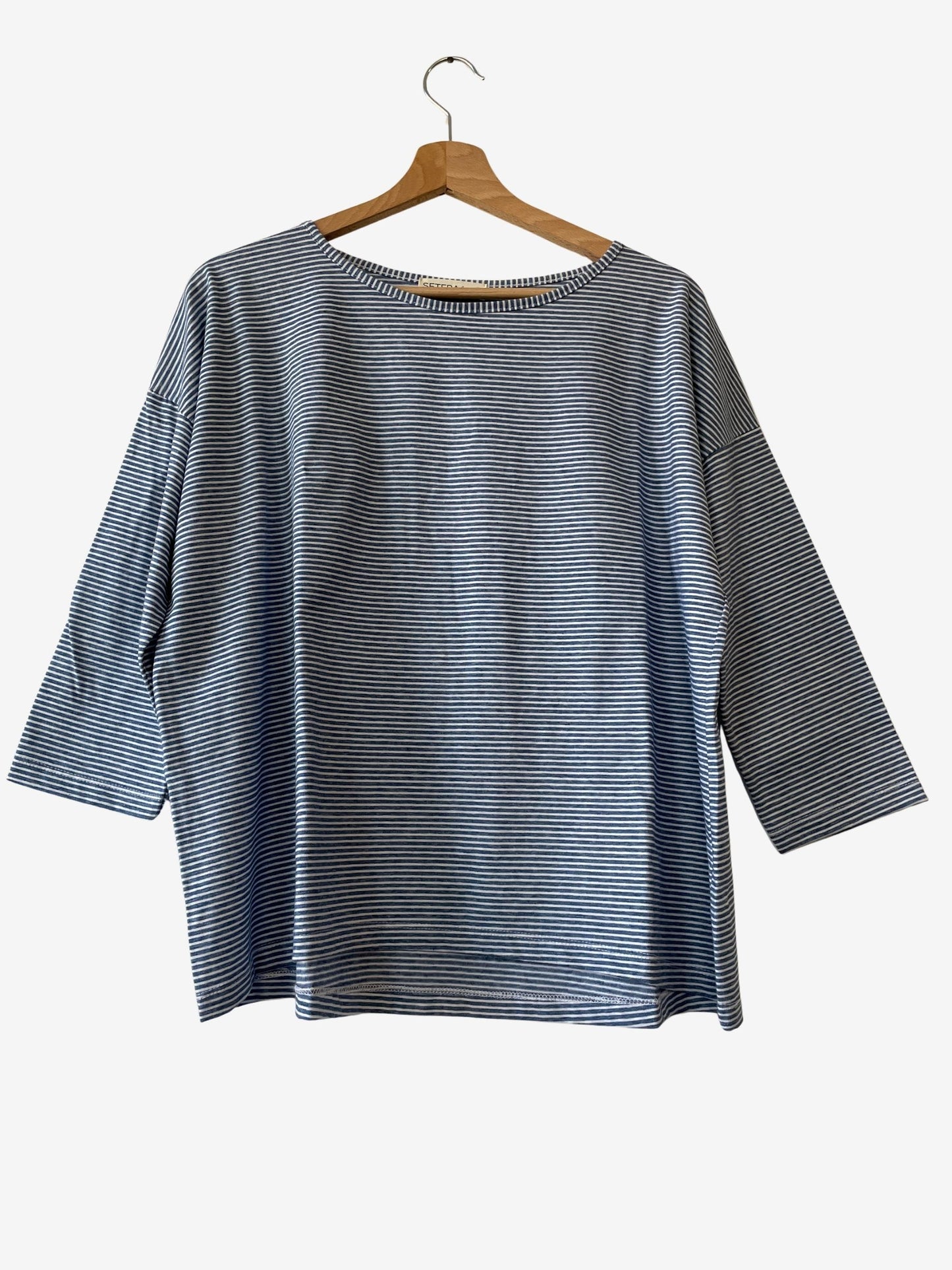 T-Shirt Boxy a Righe Stile Marinière - Blu/Bianco
