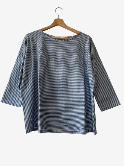 T-Shirt Boxy a Righe Stile Marinière - Blu/Bianco