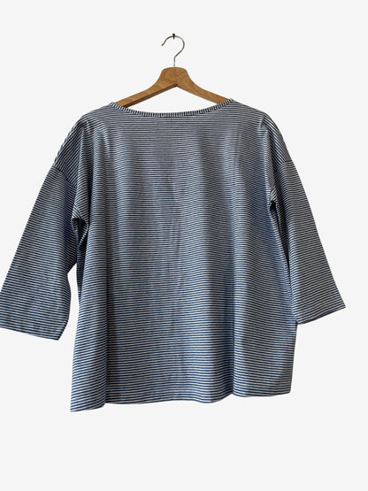 T-Shirt Boxy a Righe Stile Marinière - Blu/Bianco
