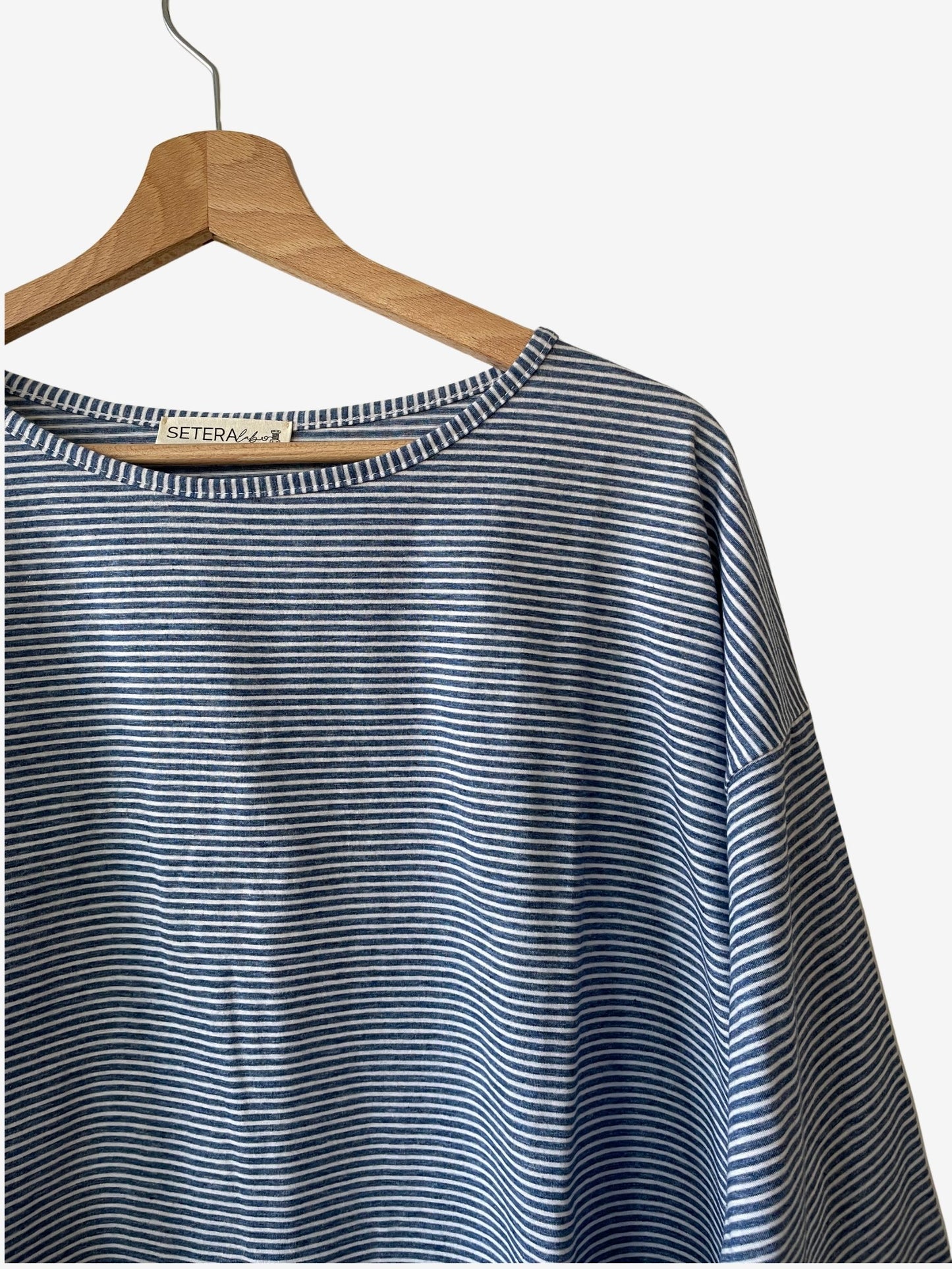 T-Shirt Boxy a Righe Stile Marinière - Blu/Bianco