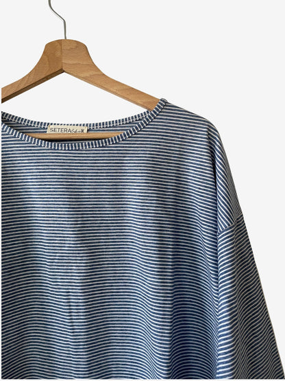 T-Shirt Boxy a Righe Stile Marinière - Blu/Bianco