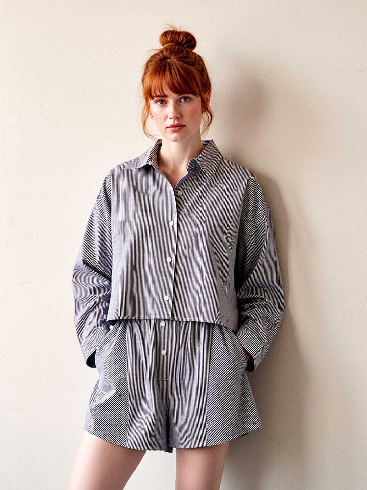 Co-ord Set "Rethink" – Camicia Boxy & Boxer Shorts (Upcycled SETERA)