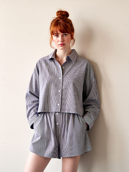 Co-ord Set "Rethink" – Camicia Boxy & Boxer Shorts (Upcycled SETERA)