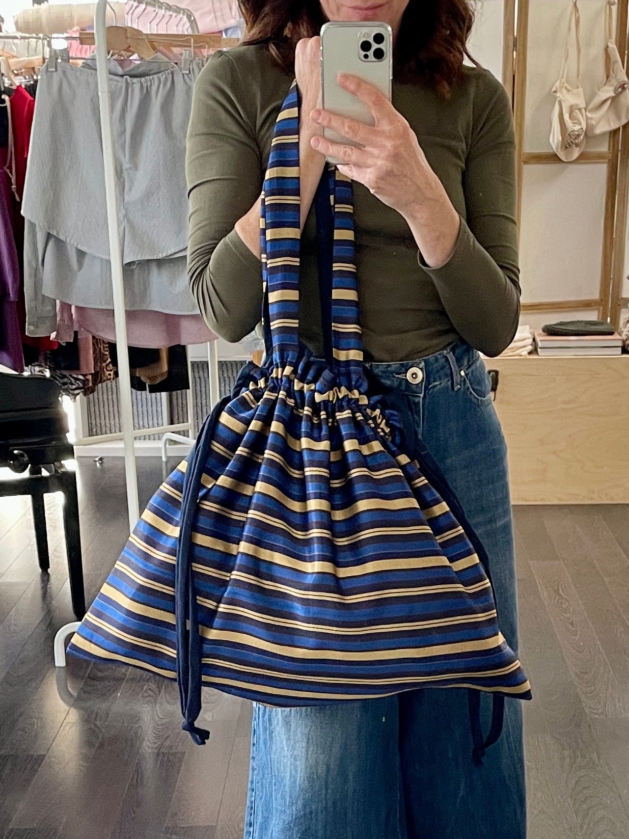 Maxi Tote Sac - righe blu e oro