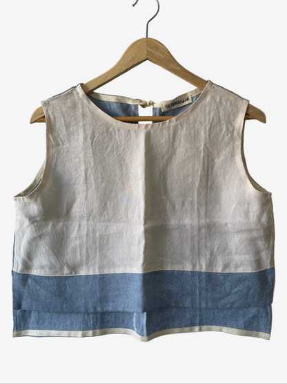 Top Crop Lino e Cotone Bicolore