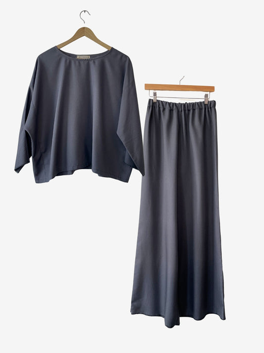 Coordinato Antracite - Blusa Oversize e Pantaloni Palazzo