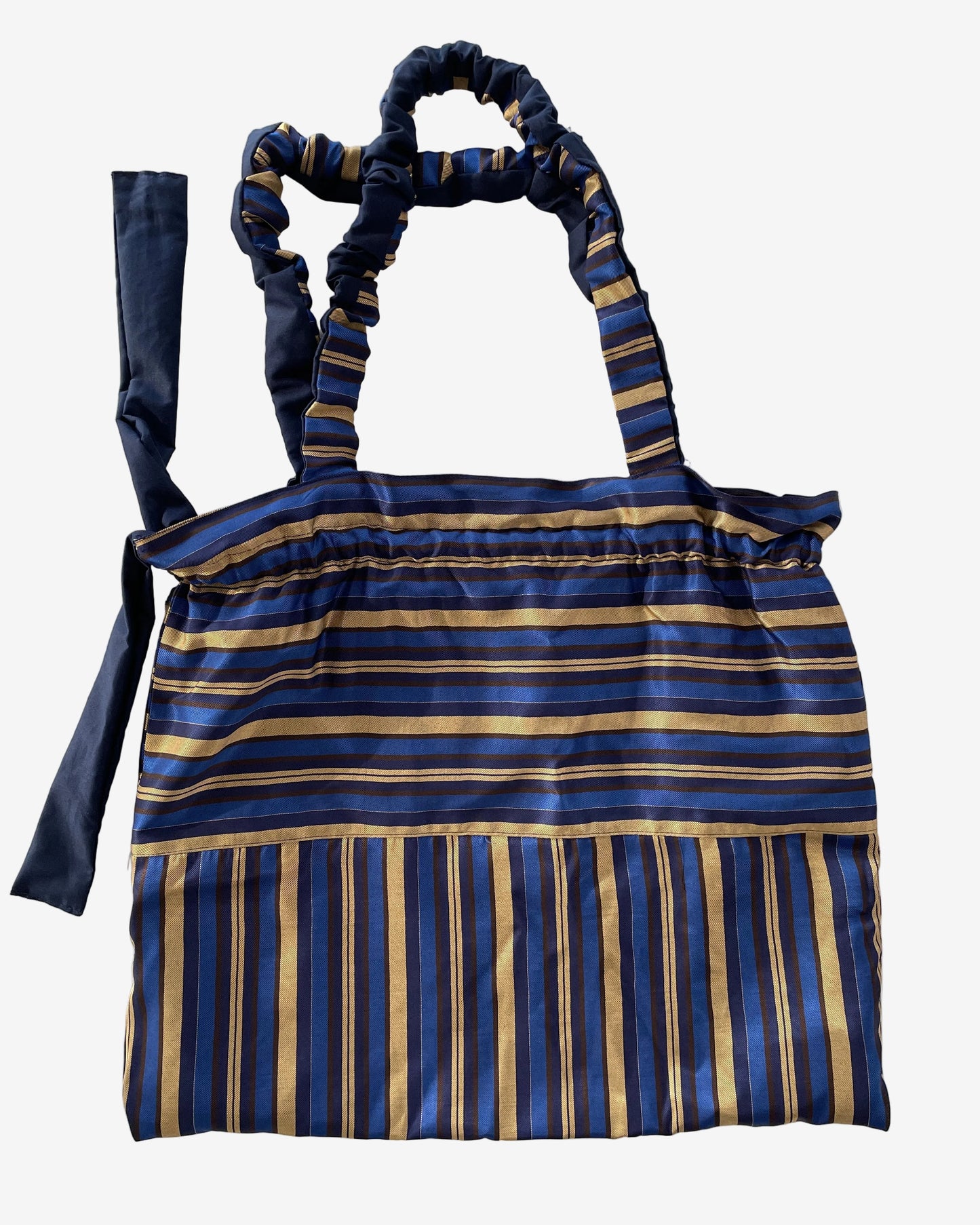 Borsa Tote “sacchetto” righe blu e oro