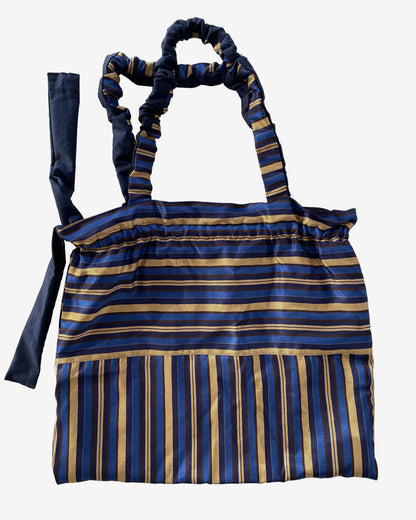 Borsa Tote “sacchetto” righe blu e oro