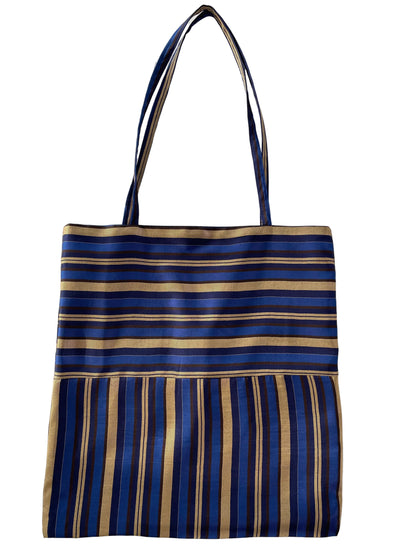 Tote bag - righe blu e oro