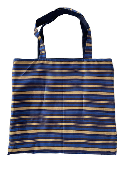 Maxi Borsa Tote a righe blu e oro