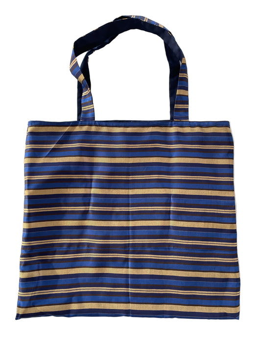 Maxi Borsa Tote a righe blu e oro