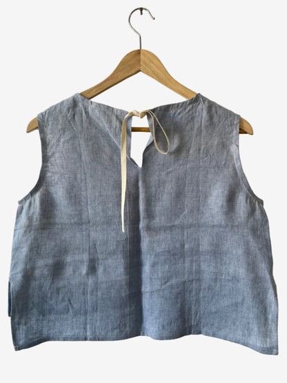 Top Crop Lino e Cotone Bicolore
