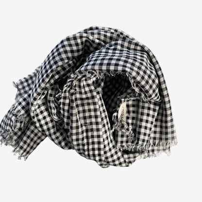 Pashmina in Mussola di Cotone Gingham – Black & White
